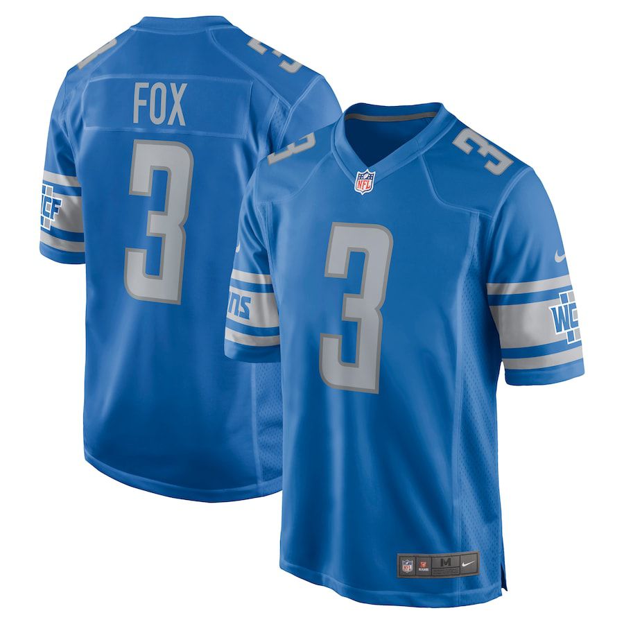 Men Detroit Lions #3 Jack Fox Nike Blue Game NFL Jersey